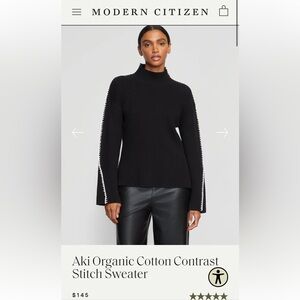 Aki Organic Cotton Contrast Stitch Sweater - Size Small